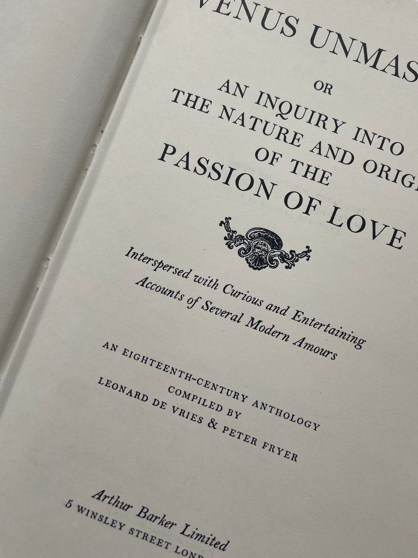 VENUS UNMASKED compiled by LEONARD DE VRIES & PETER FRYER