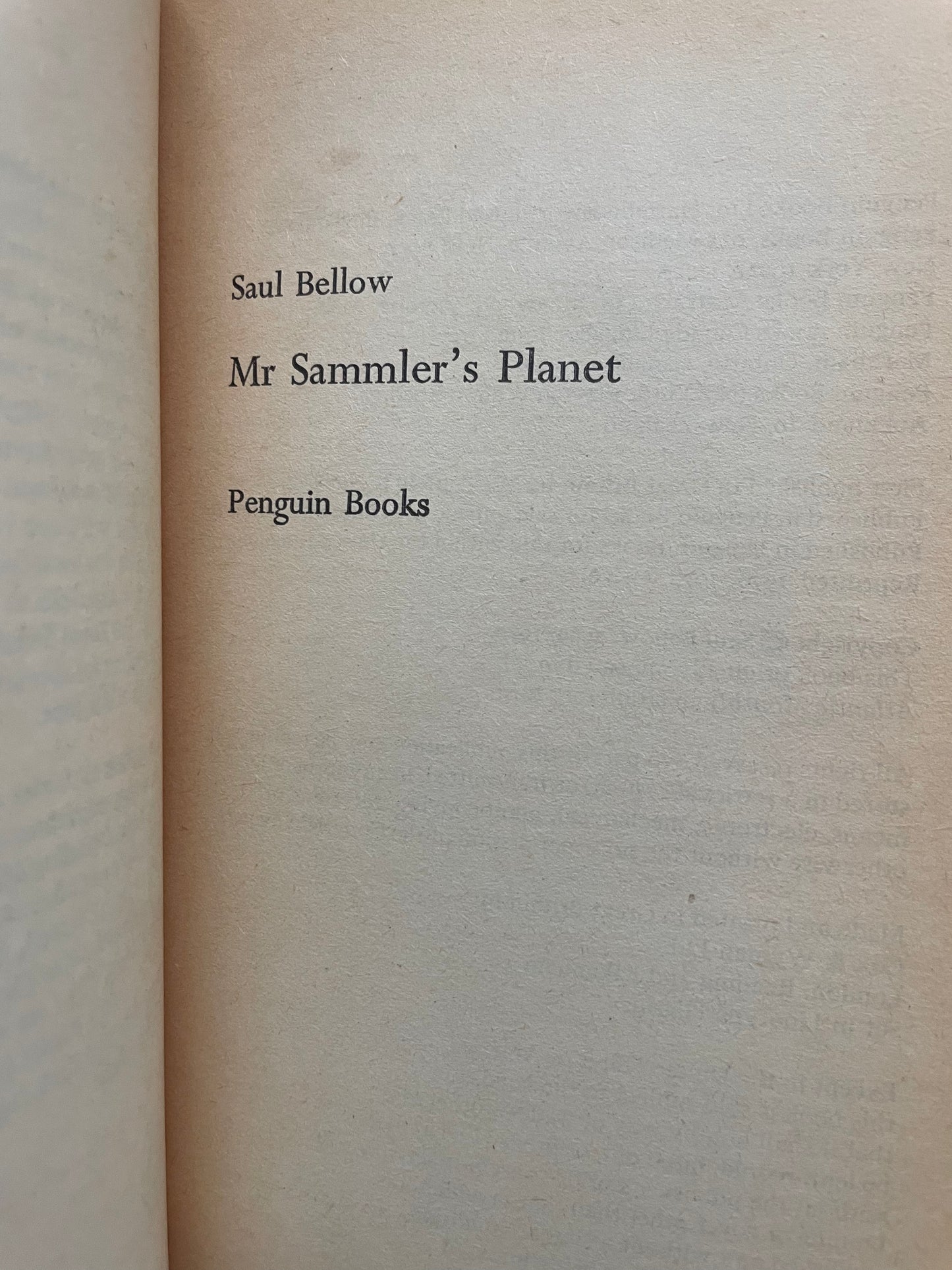 MR. SAMMLER'S PLANET by SAUL BELLOW