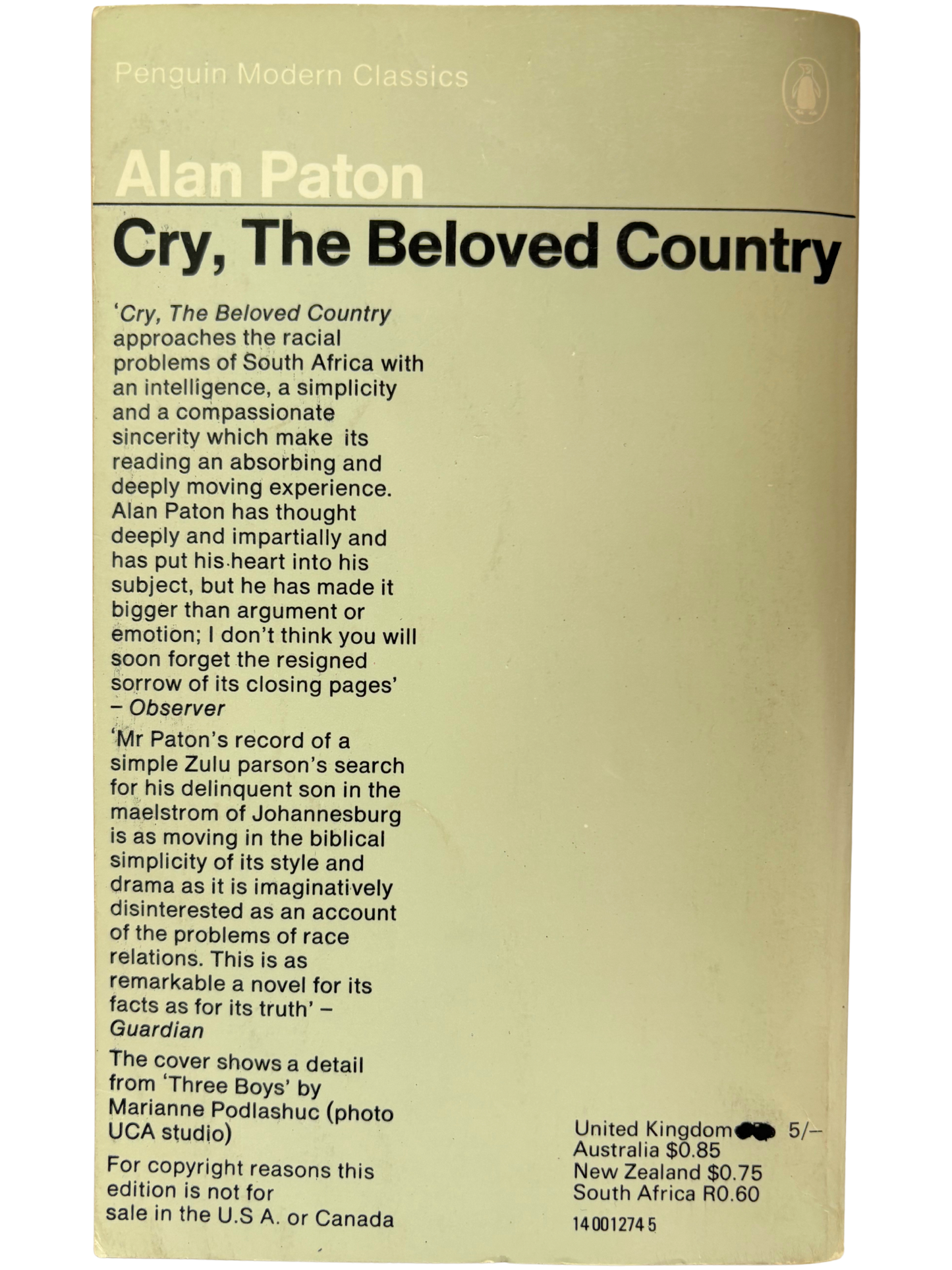 CRY, THE BELOVED COUNTRY