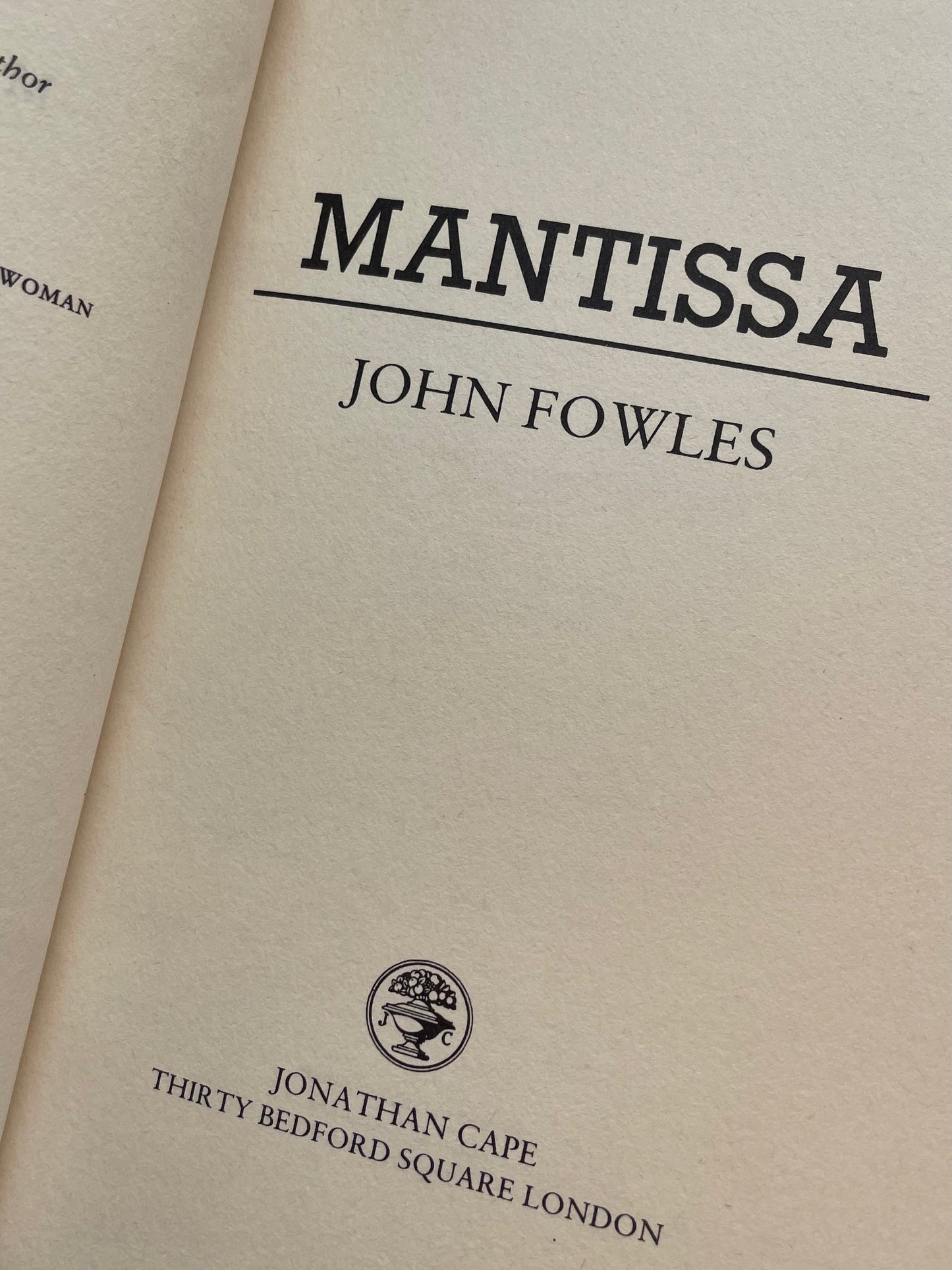 MANTISSA by JOHN FOWLES