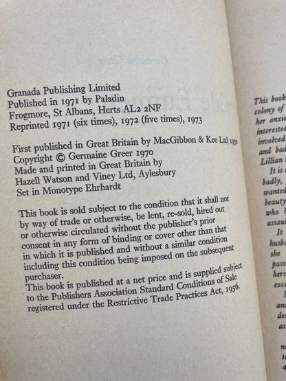 THE FEMALE EUNUCH by GERMAINE GREER