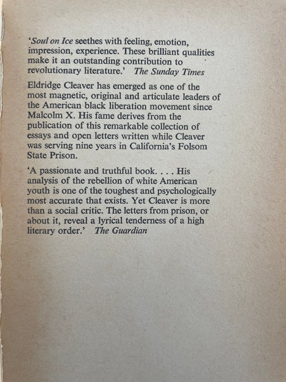 SOUL ON ICE by ELDRIDGE CLEAVER