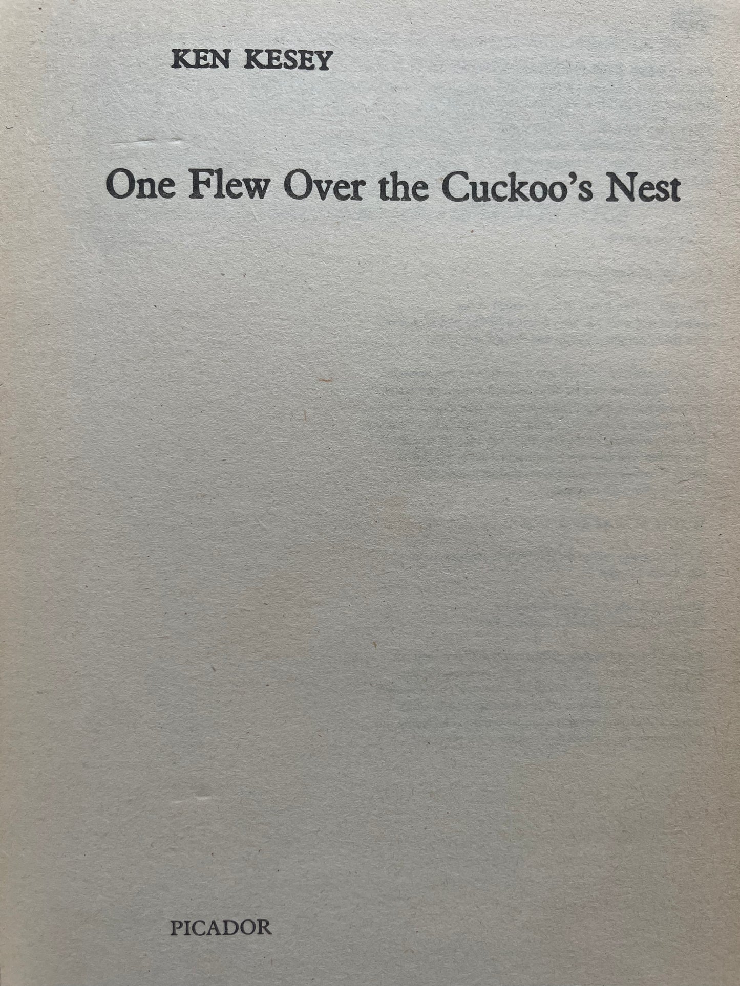 ONE FLEW OVER THE CUCKOO'S NEST by KEN KESEY