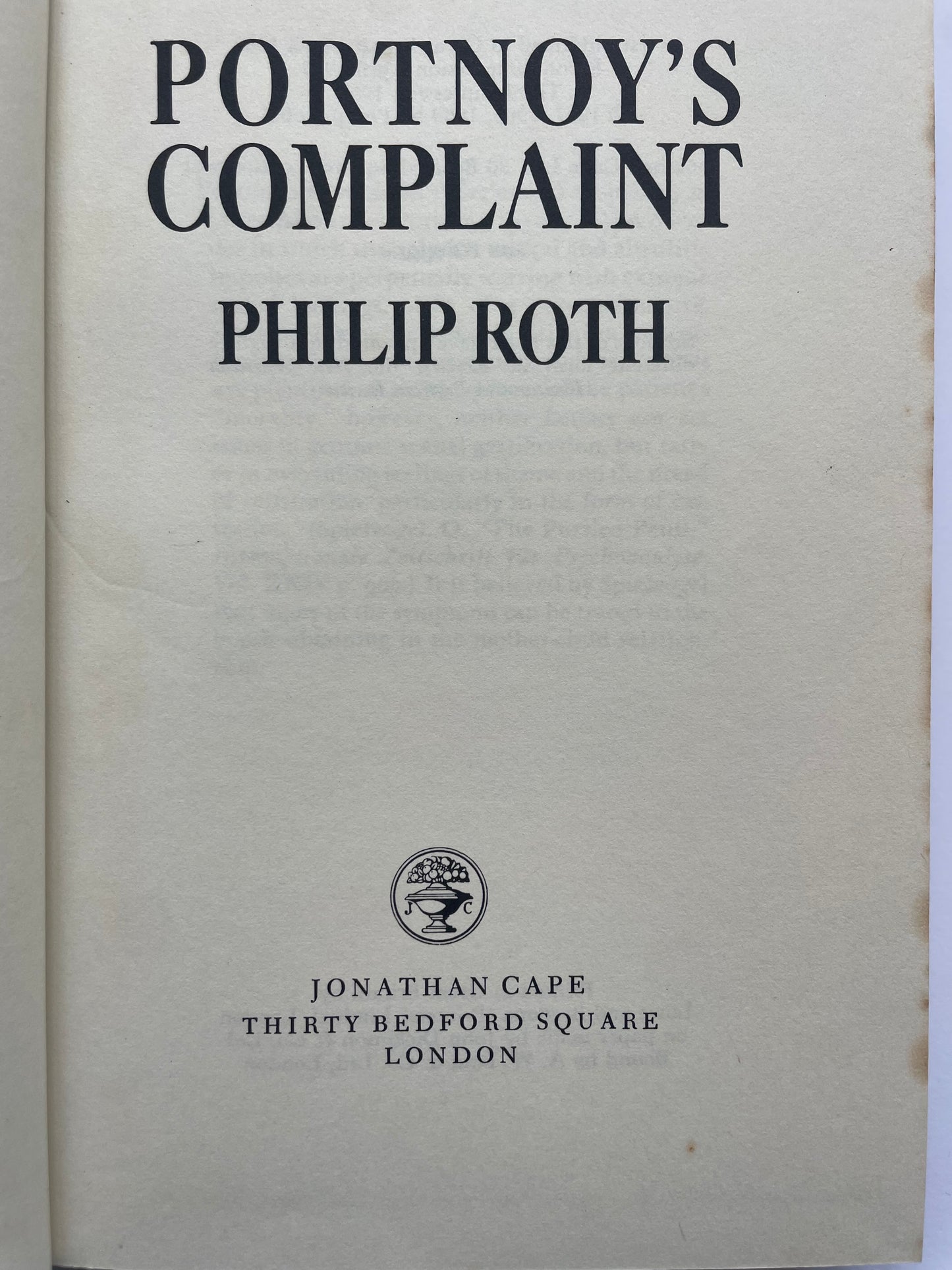 PORTNOY'S COMPLAINT by PHILIP ROTH