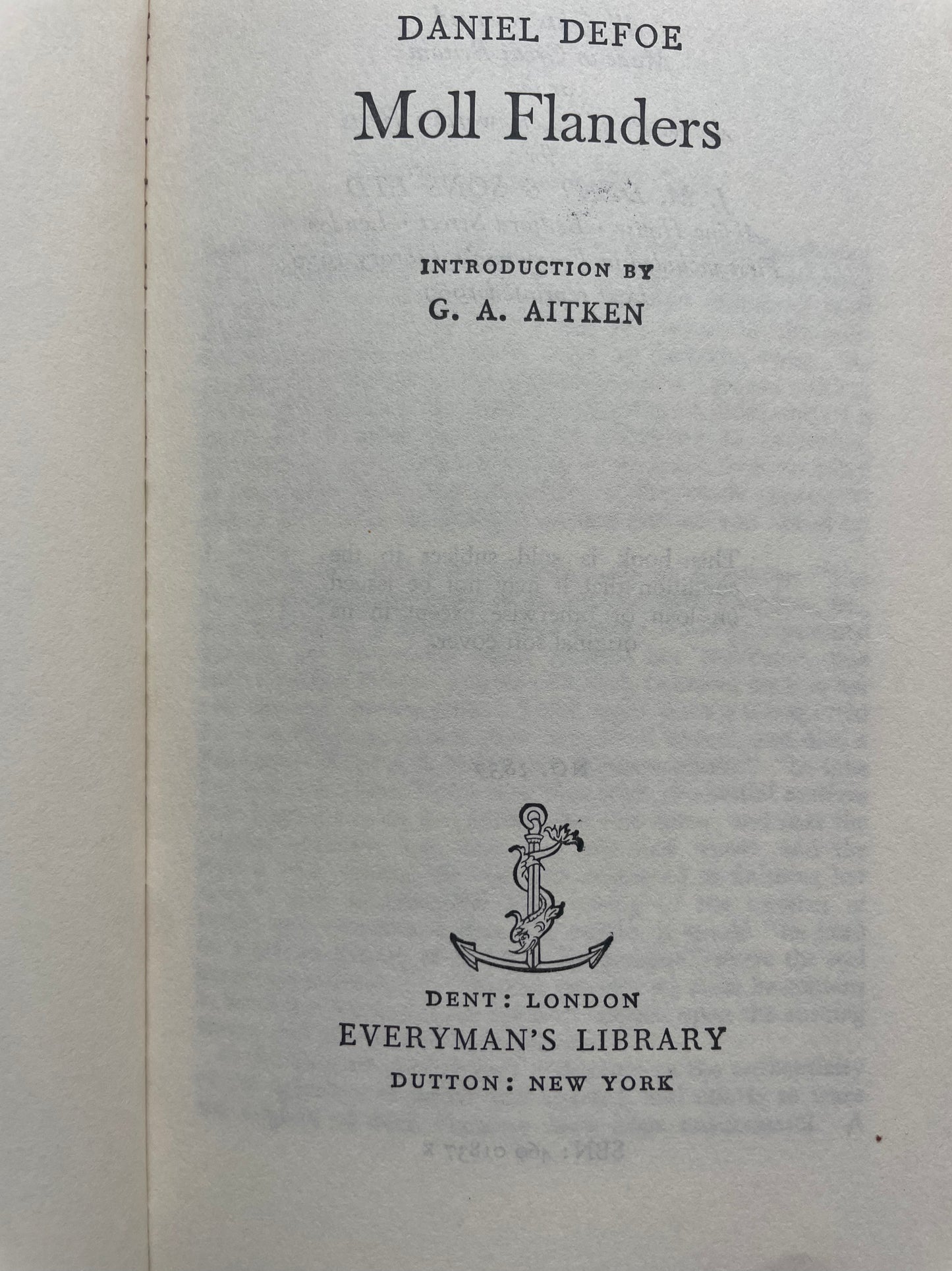 MOLL FLANDERS by DANIEL DAFOE