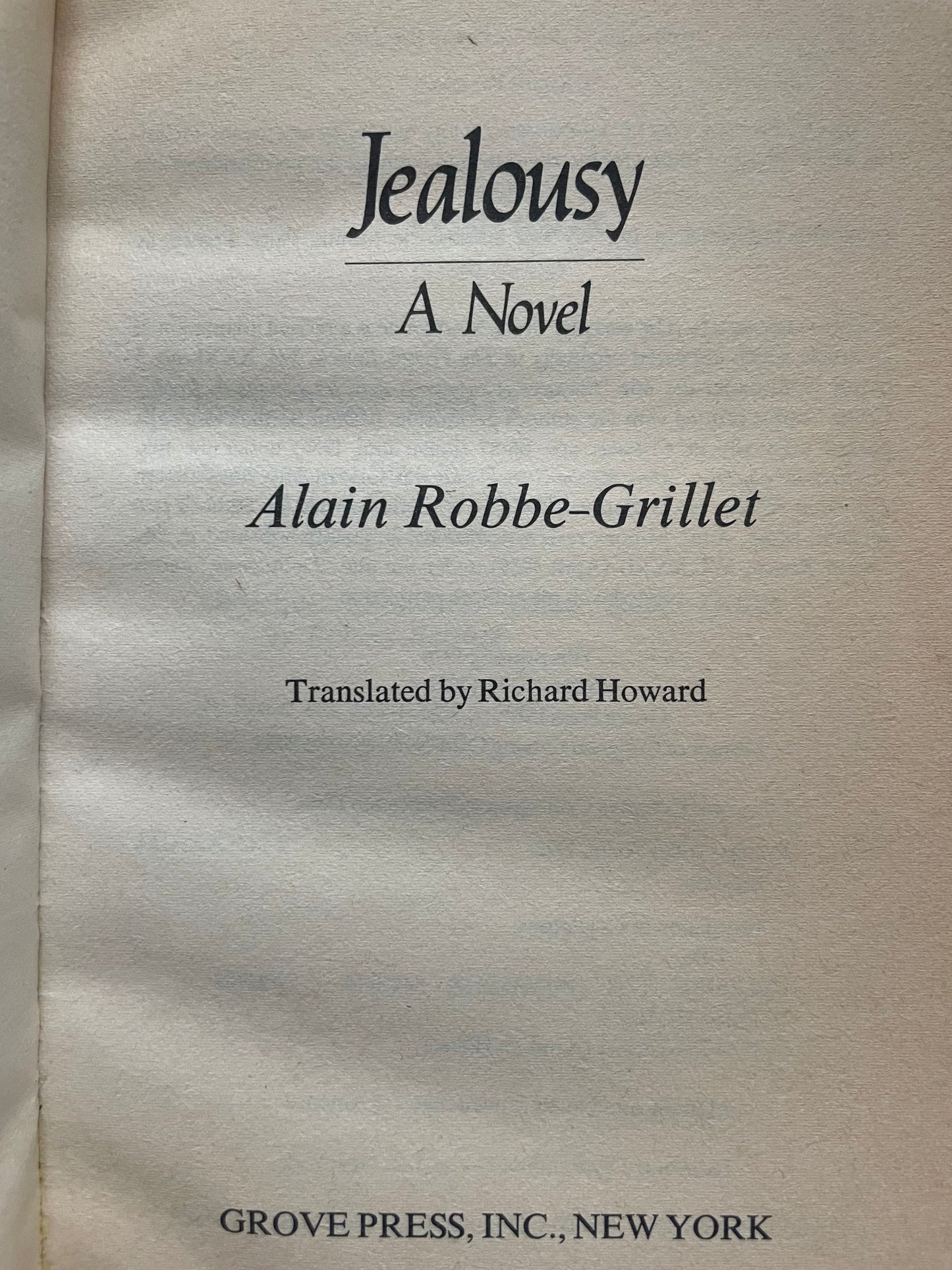 JEALOUSY by ALAIN ROBBE-GRILLET
