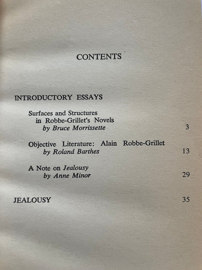 JEALOUSY by ALAIN ROBBE-GRILLET