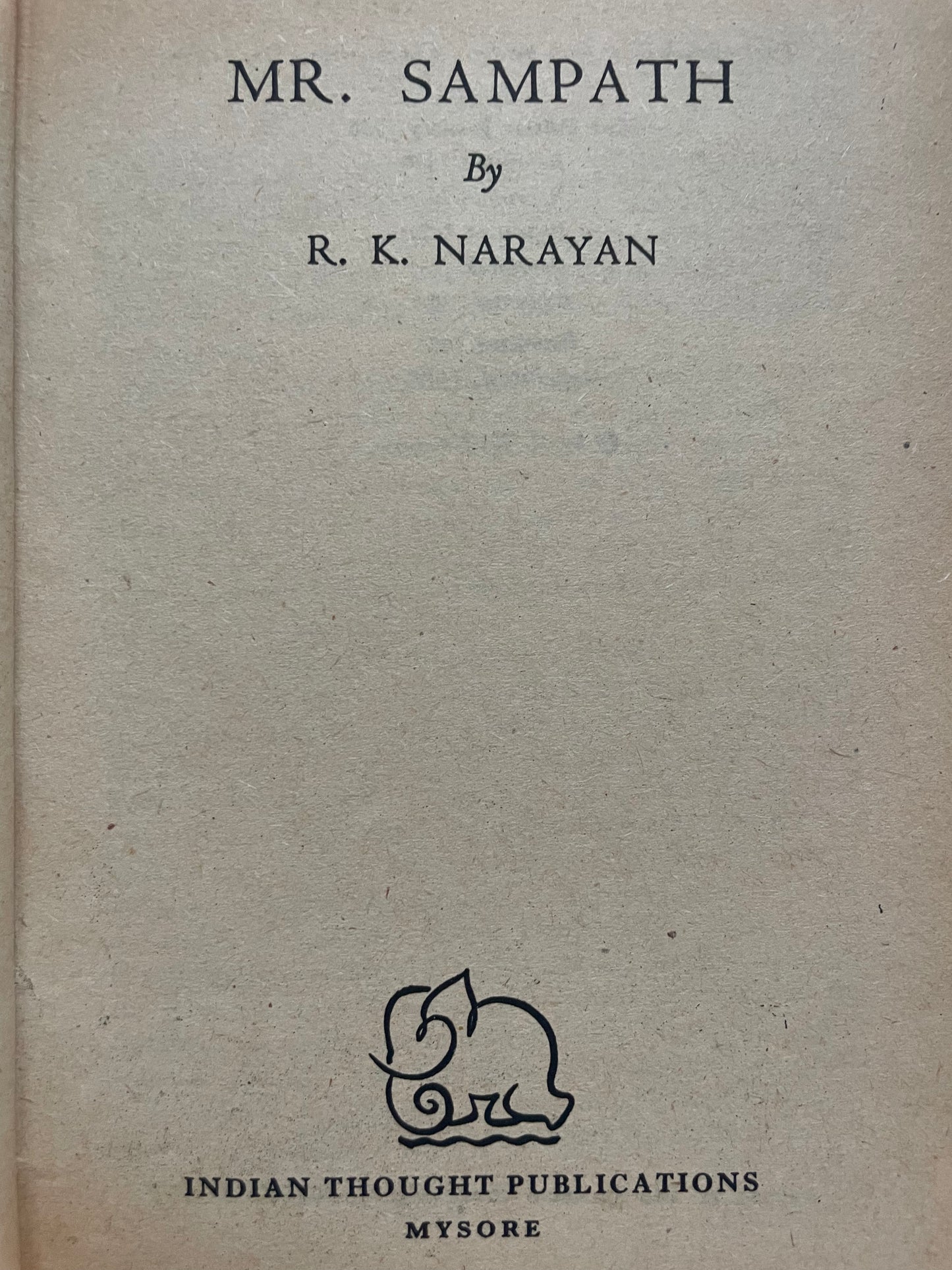 MR. SAMPATH by R.K. NARAYAN