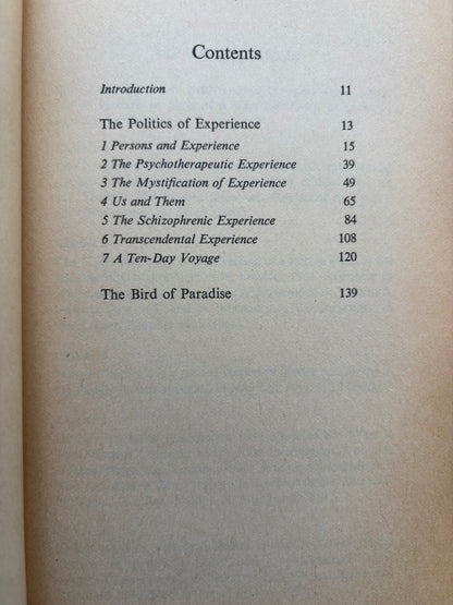 THE POLITICS OF EXPERIENCE AND THE BIRD OF PARADISE