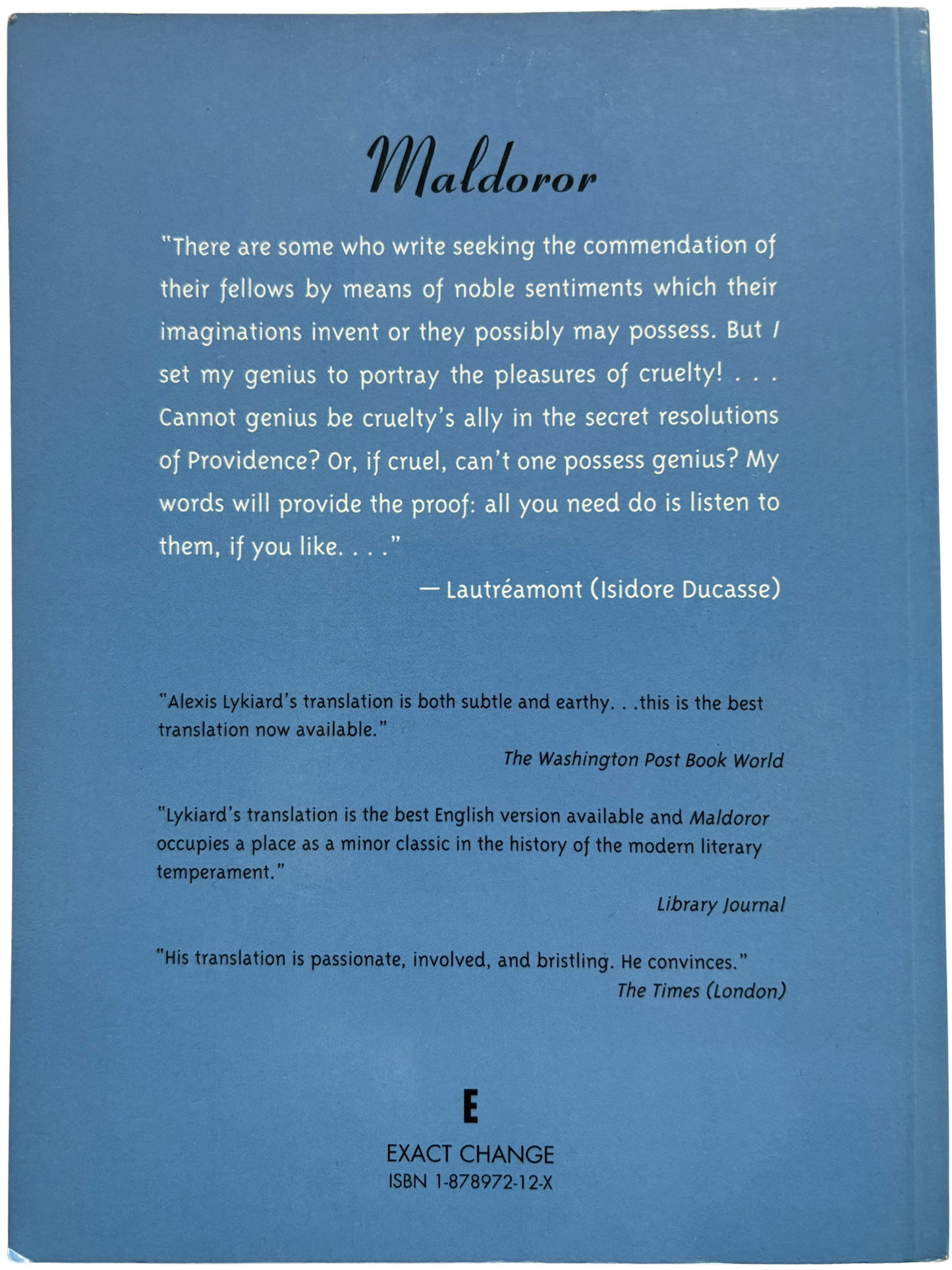 MALDOROR AND THE COMPLETE WORKS