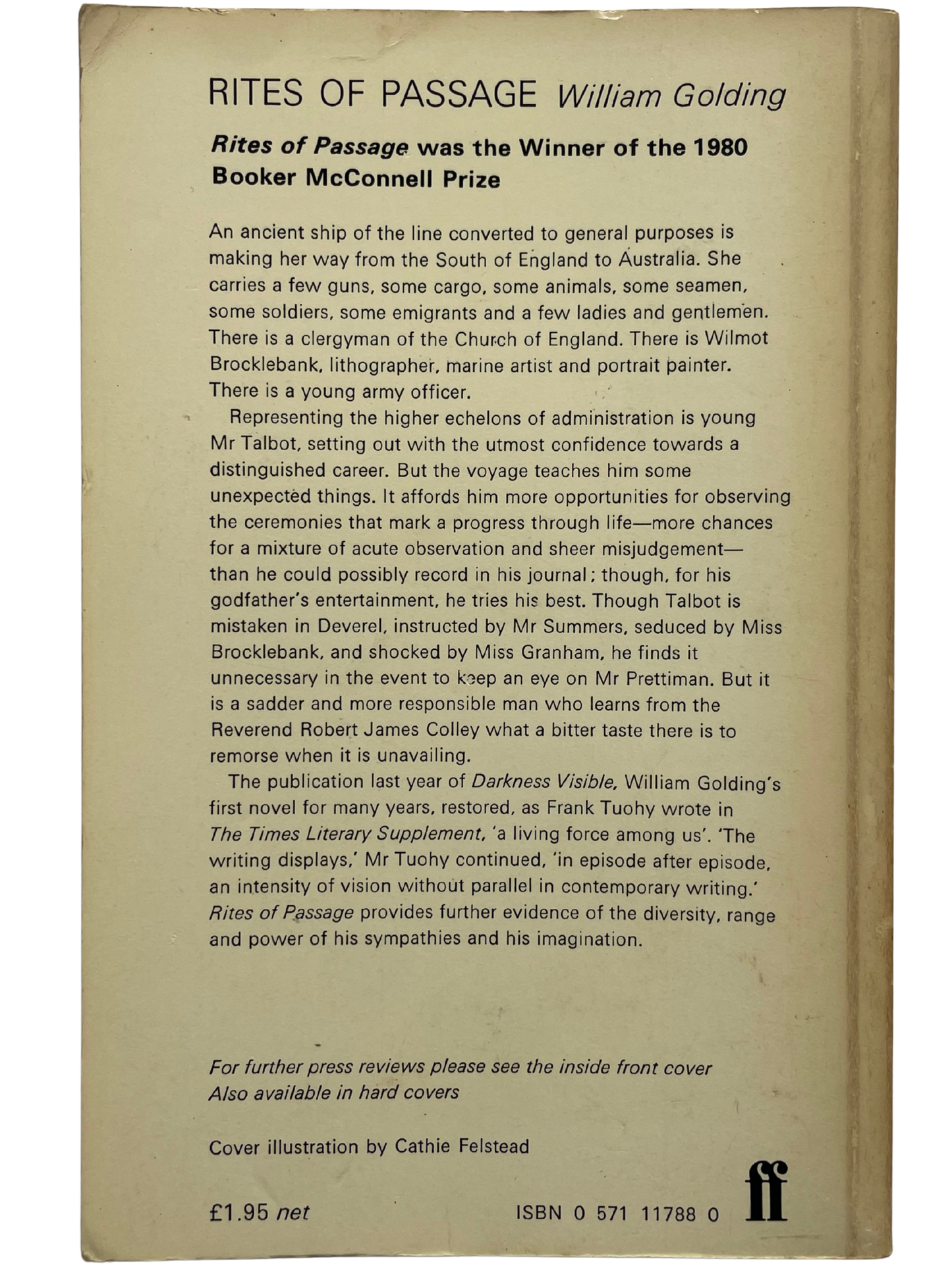 RITES OF PASSAGE by WILLIAM GOLDING