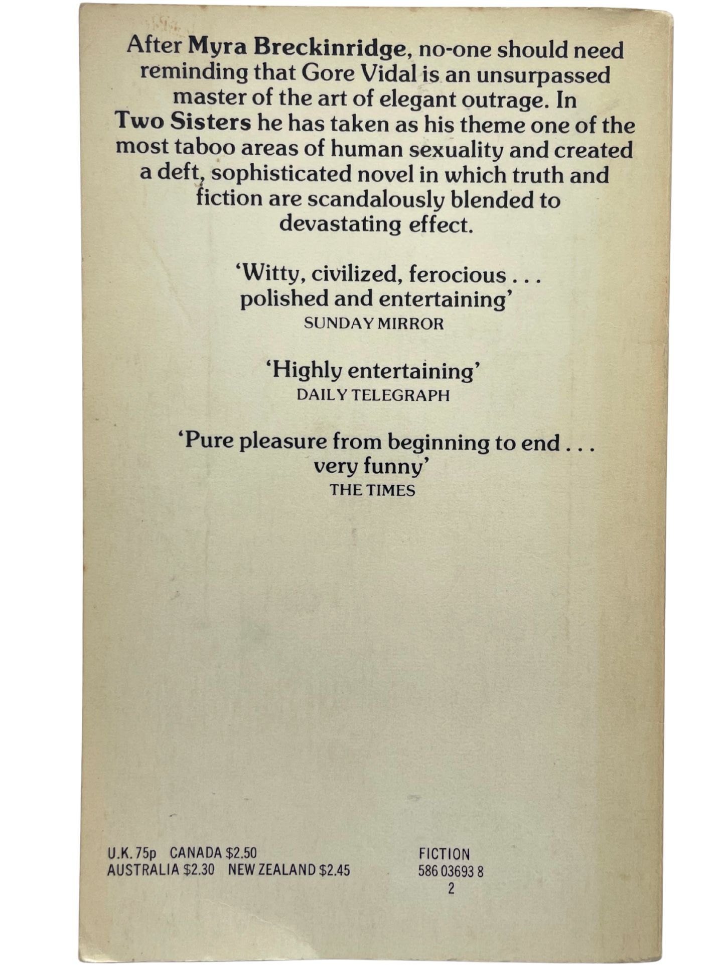 TWO SISTERS by GORE VIDAL